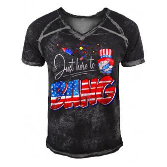 Just Here To Bang 4Th Of July Funny American Gnome Fireworks Men's Short Sleeve V-neck 3D Print Retro Tshirt - Seseable