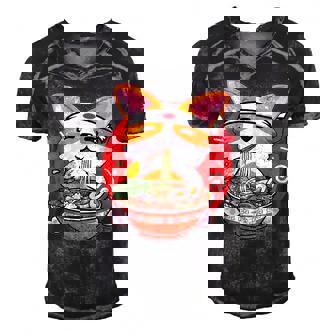 Kawaii Corgi Ramen Cute Japanese Manga Anime For Dog Lovers Men's Short Sleeve V-neck 3D Print Retro Tshirt - Thegiftio