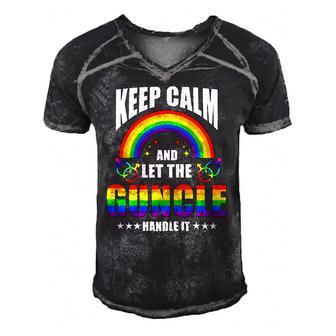 Keep Calm And Let The Guncle Handle It Guncle Men's Short Sleeve V-neck 3D Print Retro Tshirt | Mazezy
