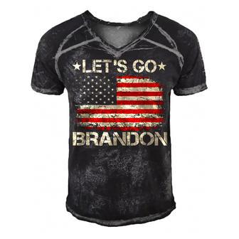 Lets Go Brandon Lets Go Brandon Vintage Us Flag Patriots V2 Men's Short Sleeve V-neck 3D Print Retro Tshirt - Thegiftio UK