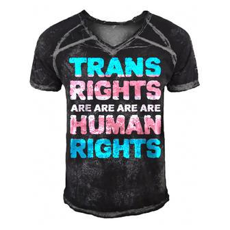Lgbt Flag Transgender Pride Trans Rights Are Human Rights  Men's Short Sleeve V-neck 3D Print Retro Tshirt