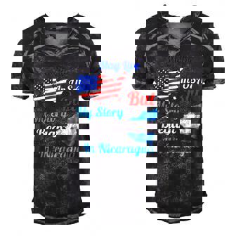 May Live In Usa But My Story Began In Nicaragua Flag Funny Men's Short Sleeve V-neck 3D Print Retro Tshirt | Mazezy
