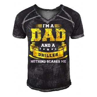 Mens A Dad And Driller Nothing Scares Me Oil Well Drill Rig Funny  Men's Short Sleeve V-neck 3D Print Retro Tshirt