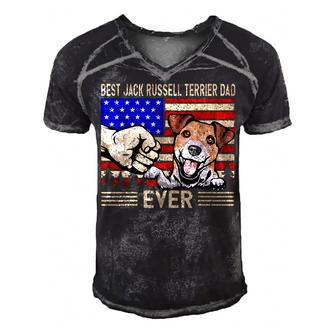 Mens American Flag Best Jack Russell Terrier Dad Fathers Day Gift  Men's Short Sleeve V-neck 3D Print Retro Tshirt