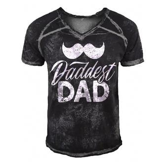Mens Best Dad Cool Daddy Mustache Funny Dad Fathers Day Birthday Men's Short Sleeve V-neck 3D Print Retro Tshirt - Thegiftio UK