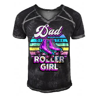Mens Dad Of Roller Girl Roller Skating Birthday Matching Family Men's Short Sleeve V-neck 3D Print Retro Tshirt - Seseable