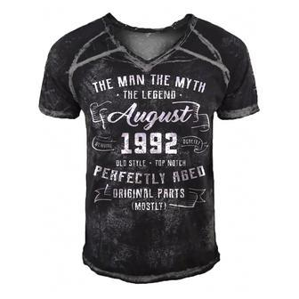 Mens Man Myth Legend August 1992 30Th Birthday Gift 30 Years Old Men's Short Sleeve V-neck 3D Print Retro Tshirt - Thegiftio