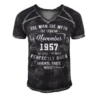 Mens Man Myth Legend November 1957 65Th Birthday Gift 65 Years   Men's Short Sleeve V-neck 3D Print Retro Tshirt