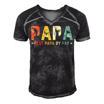 Mens Mens Fathers Day Best Papa By Par Golf Gift Papa Golf Men's Short Sleeve V-neck 3D Print Retro Tshirt - Thegiftio UK