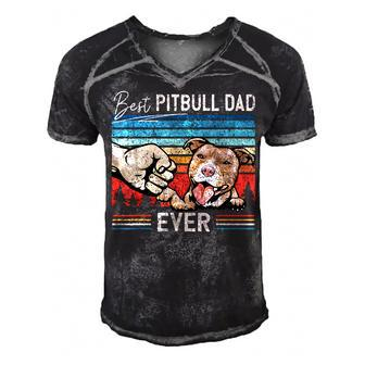 Mens Vintage Best Pitbull Dad Dog Lover Gift For Fathers Day Men's Short Sleeve V-neck 3D Print Retro Tshirt - Thegiftio UK