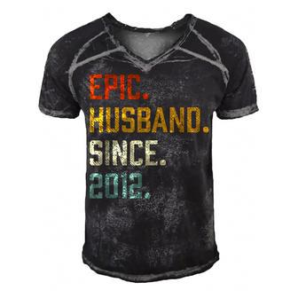 Mens Vintage Epic Husband Since 2012  Men's Short Sleeve V-neck 3D Print Retro Tshirt