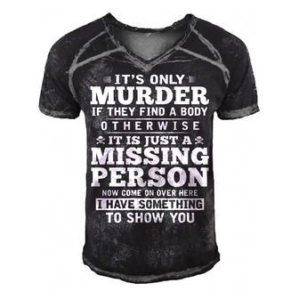 Missing Person Men's Short Sleeve V-neck 3D Print Retro Tshirt - Seseable
