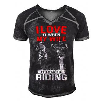 Motocross - I Love My Wife Men's Short Sleeve V-neck 3D Print Retro Tshirt - Seseable