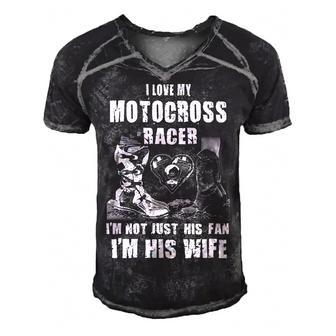 Motocross Wife Men's Short Sleeve V-neck 3D Print Retro Tshirt - Seseable