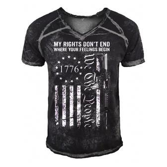 My Rights Dont End Where Your Feelings Begin Ar15 Usa Flag Men's Short Sleeve V-neck 3D Print Retro Tshirt - Thegiftio