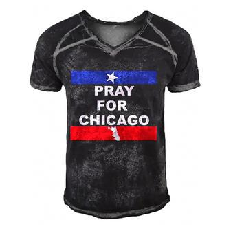 Nice Pray For Chicago Chicao Shooting Men's Short Sleeve V-neck 3D Print Retro Tshirt - Seseable