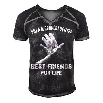 Papa & Granddaughter - Best Friends Men's Short Sleeve V-neck 3D Print Retro Tshirt - Seseable
