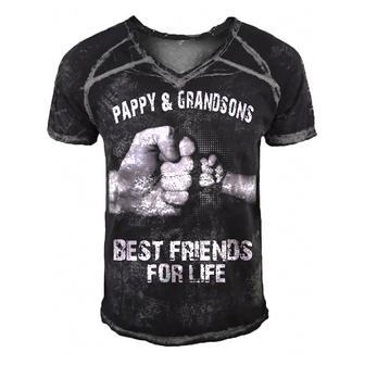 Pappy & Grandsons - Best Friends Men's Short Sleeve V-neck 3D Print Retro Tshirt - Seseable