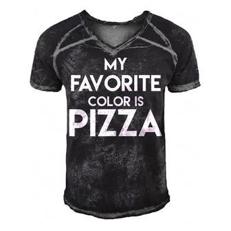Pizza - My Favorite Color Men's Short Sleeve V-neck 3D Print Retro Tshirt - Seseable