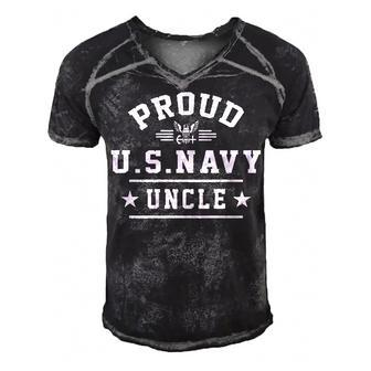 Proud Navy Uncle Men's Short Sleeve V-neck 3D Print Retro Tshirt - Monsterry