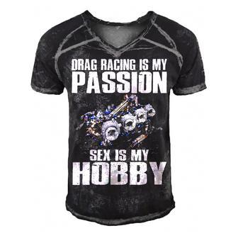 Racing Is My Passion Men's Short Sleeve V-neck 3D Print Retro Tshirt