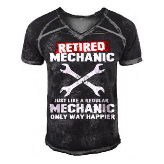 Retired Mechanic V2 Men's Short Sleeve V-neck 3D Print Retro Tshirt - Seseable