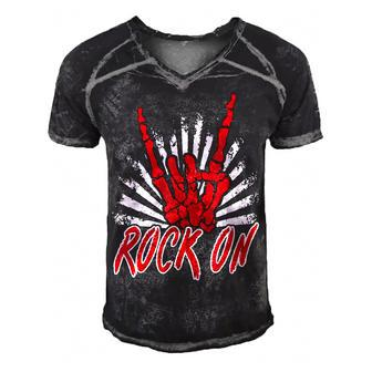 Rock On Rock Skeleton Hands Halloween Music Concerts   Men's Short Sleeve V-neck 3D Print Retro Tshirt