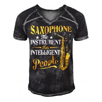 Saxophone The Instrument For Intelligent People Saxophonist Men's Short Sleeve V-neck 3D Print Retro Tshirt - Thegiftio