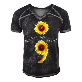 Semicolon Sunflowe Spreading Mental Health Awareness Month Men's Short Sleeve V-neck 3D Print Retro Tshirt - Thegiftio