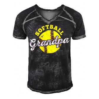 Softball Grandpa Grandfather Fathers Day  Men's Short Sleeve V-neck 3D Print Retro Tshirt
