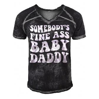 Somebodys Fine Ass Baby Daddy Men's Short Sleeve V-neck 3D Print Retro Tshirt - Seseable