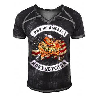 Son Of America - Navy Veteran Men's Short Sleeve V-neck 3D Print Retro Tshirt - Monsterry