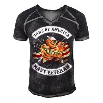 Son Of America Navy Veteran Men's Short Sleeve V-neck 3D Print Retro Tshirt - Monsterry