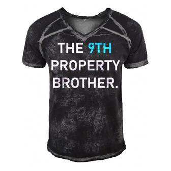 The 9Th Property Brother  Men's Short Sleeve V-neck 3D Print Retro Tshirt
