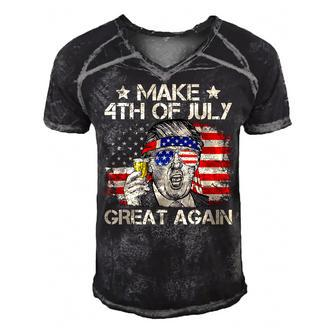 Trump Make 4Th Of July Great Again Merica Beer Drinking Men's Short Sleeve V-neck 3D Print Retro Tshirt - Seseable