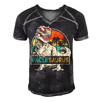 Unclesaurus T Rex Dinosaur Uncle Saurus Family Matching Men's Short Sleeve V-neck 3D Print Retro Tshirt - Thegiftio