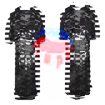 Usa Flag Patriotic 4Th Of July American Lips Sexy Blue Cool  Men's Short Sleeve V-neck 3D Print Retro Tshirt