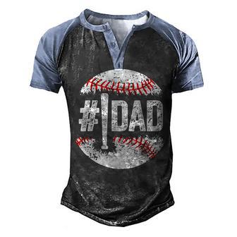 1 Dad Baseball Number One Daddy Son Baseball Fathers Day Men's Henley Shirt Raglan Sleeve 3D Print T-shirt - Thegiftio UK