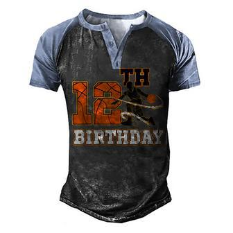 12Th Birthday Basketball Kids Boys Men Sport Lovers Men's Henley Shirt Raglan Sleeve 3D Print T-shirt - Thegiftio UK