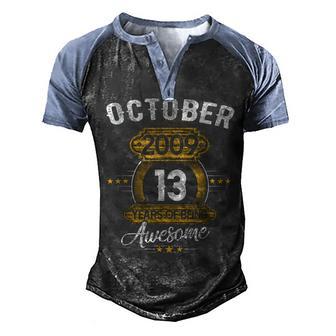 13 Year Old Gifts 13Th Birthday Made In October 2009 Men Men's Henley Shirt Raglan Sleeve 3D Print T-shirt - Thegiftio UK