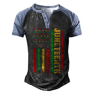 1865 Junenth Black History American Flag African Men's Henley Shirt Raglan Sleeve 3D Print T-shirt - Thegiftio UK