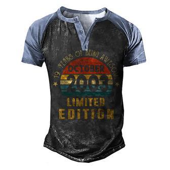 19 Years Old Gifts October 2003 Vintage 19Th Birthday Men Men's Henley Shirt Raglan Sleeve 3D Print T-shirt - Thegiftio UK