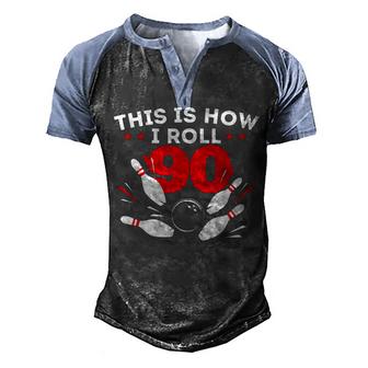 90Th Birthday Bowling Lover 90 Years Old Bday  Men's Henley Shirt Raglan Sleeve 3D Print T-shirt