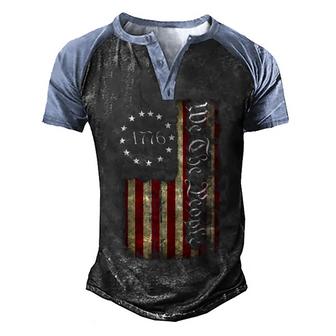 1776 We The People Patriotic American Constitution  Men's Henley Shirt Raglan Sleeve 3D Print T-shirt