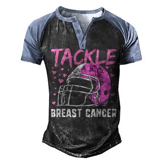 Pink Football Helmet  Men Boys Tackle Breast Cancer  Men's Henley Shirt Raglan Sleeve 3D Print T-shirt