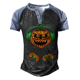 Video Games Halloween Jack O Lantern Gamer Boys Kids Men  Men's Henley Shirt Raglan Sleeve 3D Print T-shirt