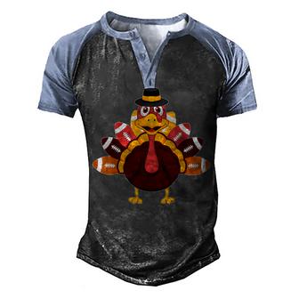 Thanksgiving Turkey Football Ball Sports Lover Men Boys Kids  Men's Henley Shirt Raglan Sleeve 3D Print T-shirt
