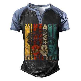 35Th Birthday Gifts September 35 Years Old Vintage 1987 Men Men's Henley Shirt Raglan Sleeve 3D Print T-shirt - Thegiftio UK