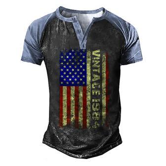 38 Year Old Gifts Vintage 1984 American Flag 38Th Birthday Men's Henley Shirt Raglan Sleeve 3D Print T-shirt - Thegiftio UK