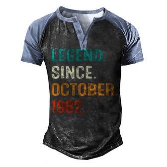 40 Year Old Gift 40Th Bday Men Him Legend Since October 1982 Men's Henley Shirt Raglan Sleeve 3D Print T-shirt - Thegiftio UK